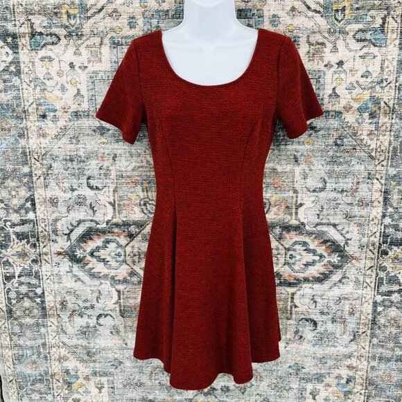 Everly Rust Skater Dress Size S Mini Scoop Neck Back - Picture 1 of 10
